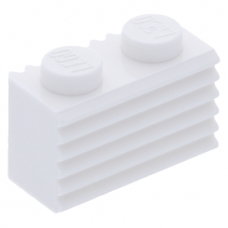 LEGO kocka 1x2 rács mintával, fehér (2877)